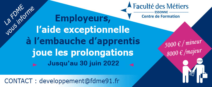 prolongement de l'aide à l'embauche d'apprentis juin 2022