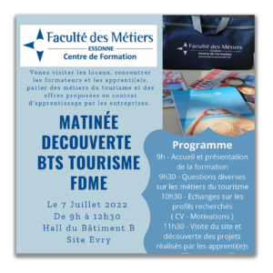 invitation à la matinée découverte des BTS Tourisme FDME