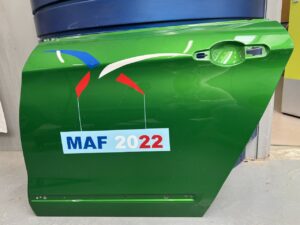 portière verte customisée signature et logo MAF 2022