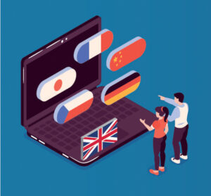 visuel ordinateur et drapeaux de différents pays