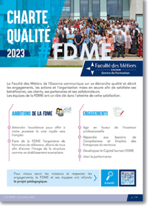 page de couverture plaquette charte qualité FDME octobre 2023