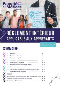 page de couverture du règlement intérieur 2026-27