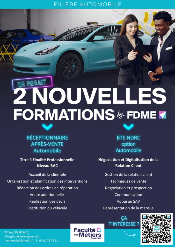 affiche projet de 2 nouvelle formation commerce automobile